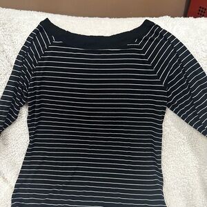 Cato Black and White Fitted Long Sleeve Blouse